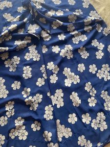 Blue And White Floral Print Saree