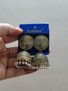 Gold Jhumka Earrings