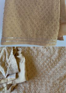 Party Wear Light Cream Color Saree