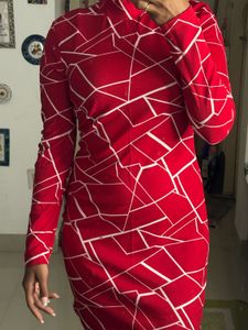 Red Geometric Mini Dress