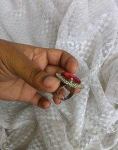 Stunning Adjustable Red Stone Cocktail Ring