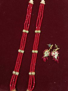 Red Beaded Jewellery Set