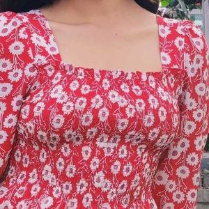 Beautiful Red Floral Top