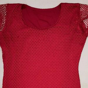 beautiful Red Mesh Style Top