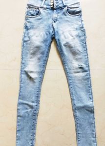 Blue High Waist Denim With Button Closures