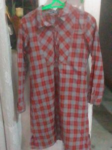 Red Plaid Shirt Tunic