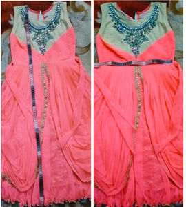 Party Wear Dark Pink Frock ( 7-14 )Age Girls