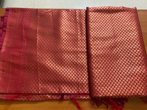 ✨RED semi silk saree - FREE BLOUSE ✨