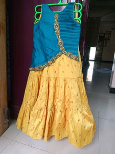 Girls&#39; Blue &amp; Yellow Embellished Dress