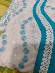 Blue And White Suit With Dupatta