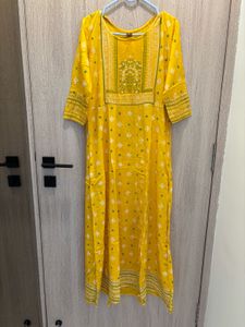 Yellow Printed Kurta