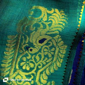 Glitter green/ Blue Silk Saree