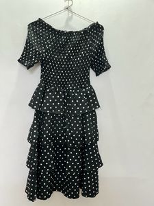 Korean Polka Dot Black Flared Dress