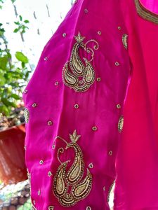 Pink Kurti with Gold Embroidery