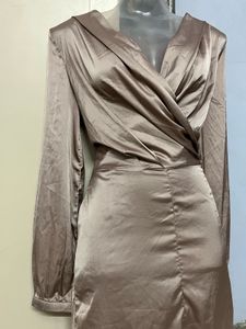 SHEIN BRANDED Pintrest Elegant Taupe Wrap Dress
