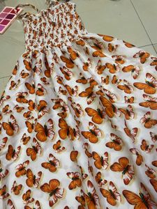 Butterfly Print Smocked Dress