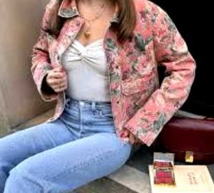 Vintage Crocodile Floral Print Jacket