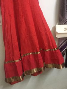 Red Anarkali Only Top Pant Dupatta Not Included