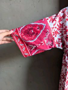 Red &amp; White Floral Print Dress