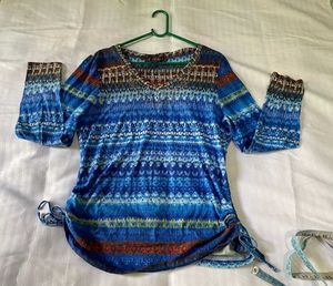 Patterned Long Sleeve Top 36-40 Stretchy