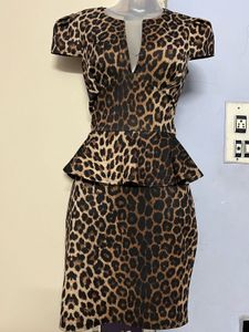 Animal Print Peplum Bodycon Dress