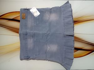 Pleated Denim Mini Skirt