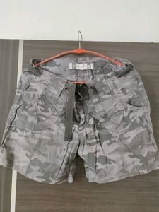 Grey Military Print Shorts