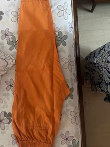 Orange Linen Blend Joggers