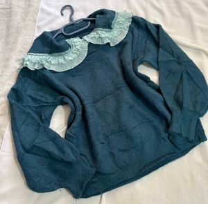 🎁Buy1 Get1 Free Coquette Ruffle Collar Sweater H