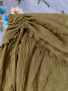 Newme Olive Ruched Off Shoulder Top