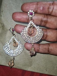 Rhinestone Baby Pink Drop Earrings