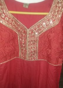 Red colour Anarkali