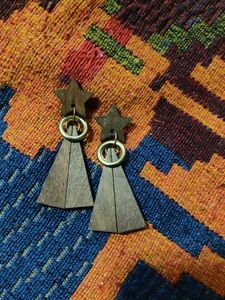 Star Wooden Hanging Earnings
