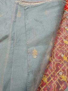 Grey Yellow Organza Saree