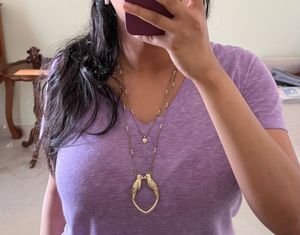 Gold Necklace &amp; Earrings With Unique Heart Design