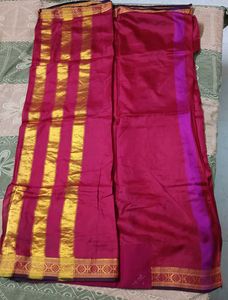 Soft Silk Pink Saree with Gold Border