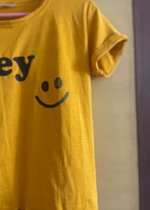 Yellow Free Size Graphic Tee