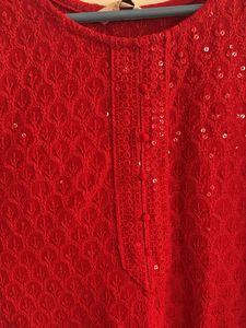Red Embroidered Kurti