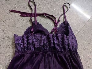 Purple Lace And Net Lingerie