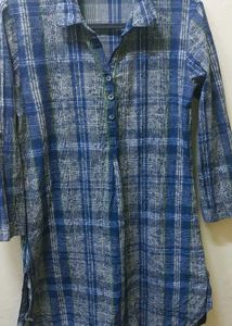 Biba Women&#39;s Blue Plaid Kurta