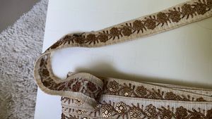 Golden Biege Sequin Designer Lace Border Clearance