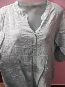 xxl silver zari print sky blue kurta