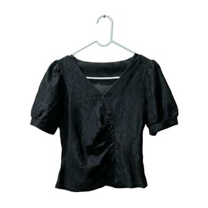 Chic Black Puff Sleeve Top