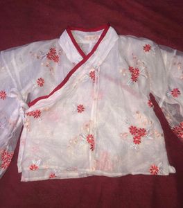 Floral Chinese Style Top With Flared Sleeves