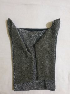 Grey Embellished Velvet Crop Top