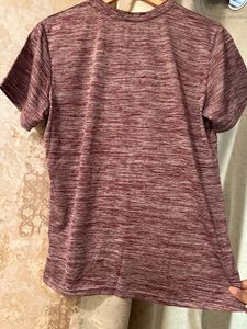 Maroon Patterned Workout T-Shirt,Bust-36Strechable