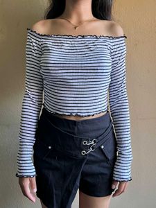 H&M Striped Off-Shoulder Top