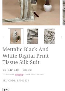 Metallic Black and Cream digital print Silk suit