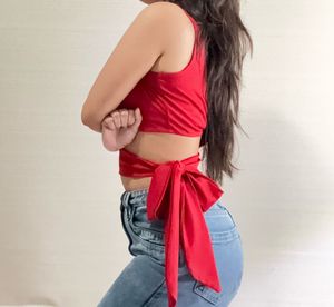SSS Red One-Shoulder Tie Top