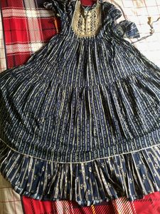 Long Cotton Dress With Embrodary Neck Flore Lenth